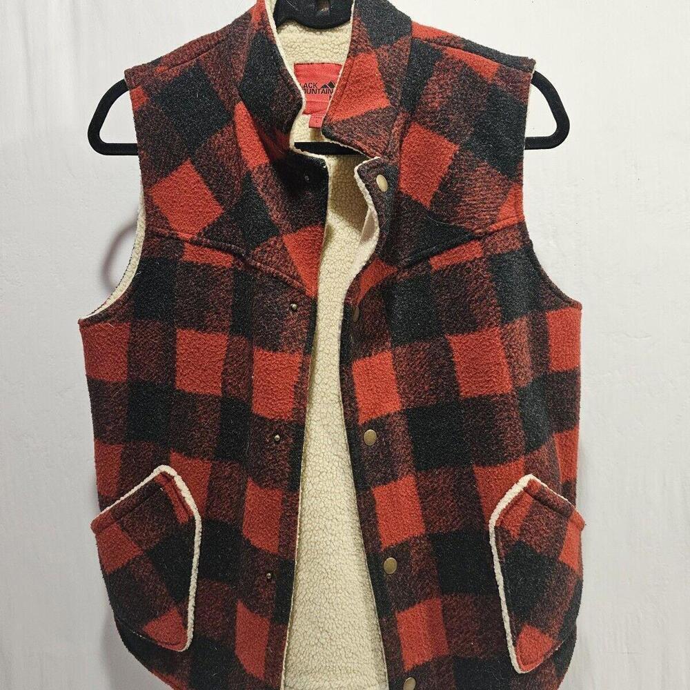 Black Mountain PEAK MENS large Plush Fleece Plaid PNW Snap. Lumber Jack - Picture 2 of 6